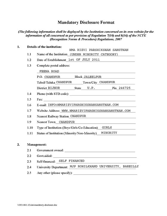 Mandatory disclosure